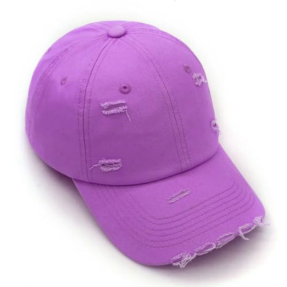 Distressed Baseball Cap for Men Women Cotton Dad Hat - color: Purple