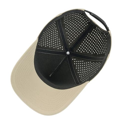 BOTVELA Men Adjustable Snapback Laser Cut Mesh Baseball Cap - color: Khaki