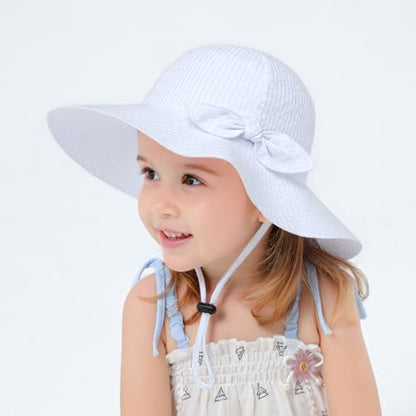 Toddler Kids Baby Girl Sun Hat Floppy Cotton Summer Hat 50+ SPF Protective - color: 04/Stripe/Purple, size: 12-24 Months