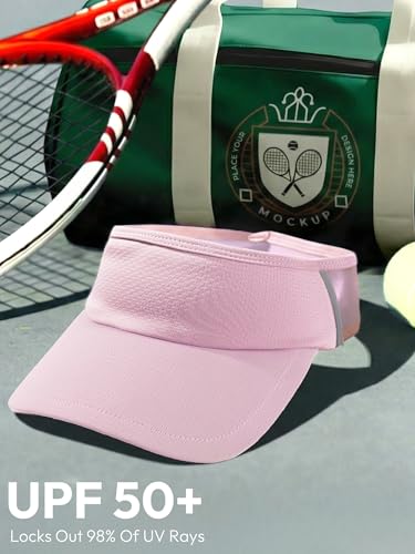 Sun Visor Hat for Women & Men UV Protection Lightweight Sports - color: Pink