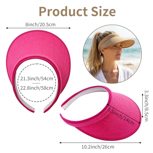 4 Pcs Wide Brim Sun Visor Hat for Beach Summer Women