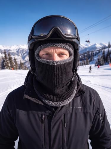 Blulu Ski Knitted Mask for Men,1 Hole - color: Black, size: Medium
