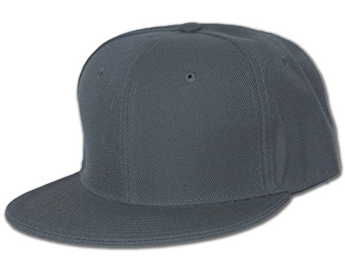 Plain Fitted Flat Bill Hat, (Solid and Neon Colors) - color: Charcoal, size: 7