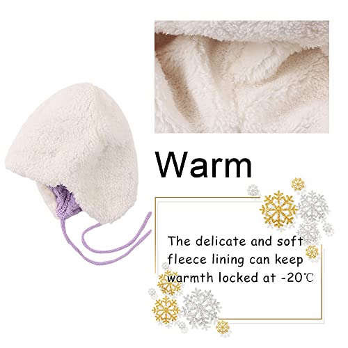 Peecabe Winter Kids Beanie Hat Baby Knitted Hats Fleece Earflap Toddler Cap - color: Purple, size: 2-5T