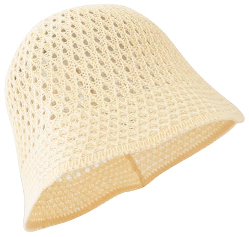 Women's Beach Bucket Hat Fisherman Cap Hollow Mesh Lightweight Breathable Sun Hat for Summer - color: Hollow White