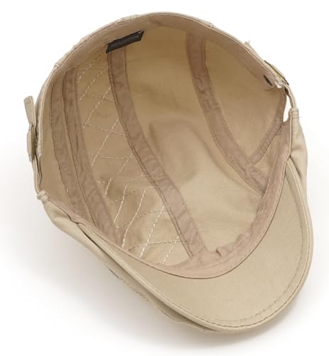 Initlove Mens Newsboy Cap Cotton Ivy Hat Beret Hats for Driving - color: A Beige