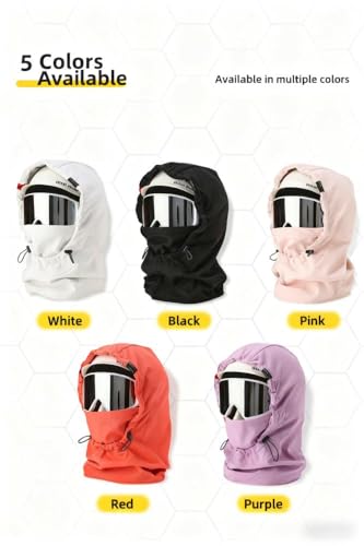 DOOK SNOW Ski Helmet Hood Cover - 3-in-1 Windproof Balaclava with Adjustable Drawstring, Fleece Lined Face Mask for Men&Women - color: Black(excluding Helmets and Snow Goggles), size: Medium