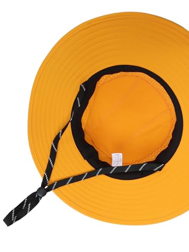 UPF50+ Bucket Hat, Wide Brim Sun Cap - color: Mustard Yellow