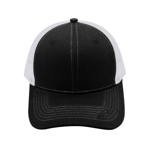 ZH 12 Pack Mesh Trucker Hats, Bulk Baseball Caps for Men and Women, Trucker Cap Wholesale - color: Black-white