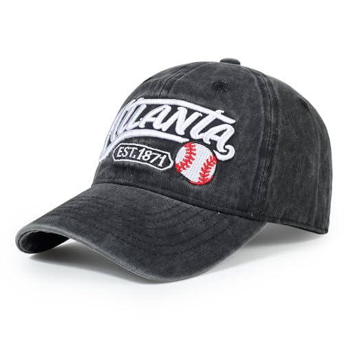 Baseball Cap Unstructured Classic Vintage Embroidered Ball Hat Men Women - color: Atlanta