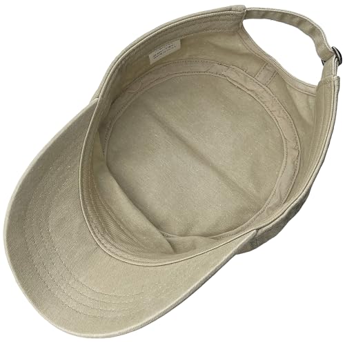 Washed Cotton Military Hat Cadet Cap Army Flat Top Basic Everyday - color: Khaki, size: X-Large-XX-Large