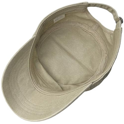 Washed Cotton Military Hat Cadet Cap Army Flat Top Basic Everyday - color: Khaki, size: X-Large-XX-Large