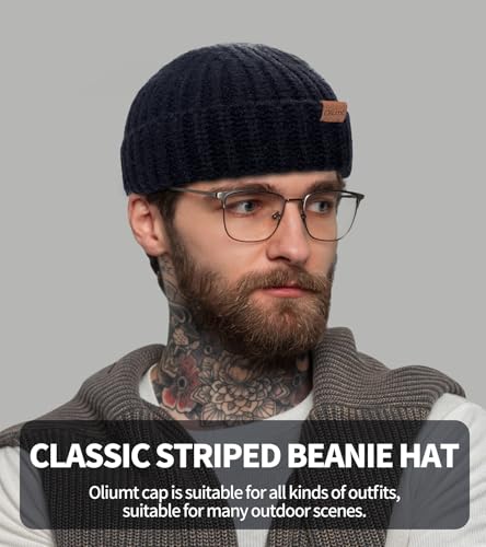 Fisherman Short Beanie Hats for Men, Knit Skull Cap Cuff Trawler Hat Mens Stylish Watch Cap Winter Warm Hat for Daily Wear - color: Wine Red