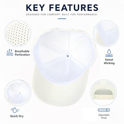 HH HOFNEN Quick Dry Baseball Cap Mesh Snapback Hat Golf Ball Cap Men Women - color: Beige