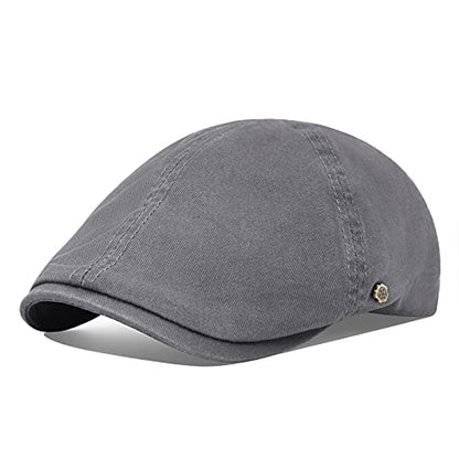 VOBOOM Cotton Flat Cabbie Hat Gatsby Ivy Irish Hunting Newsboy Cap - color: Dark Grey