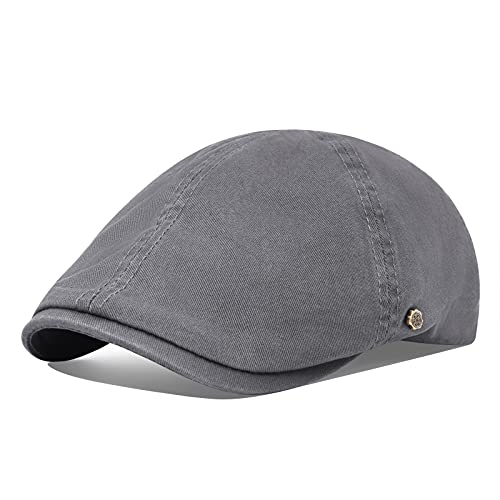 VOBOOM Cotton Flat Cabbie Hat Gatsby Ivy Irish Hunting Newsboy Cap - color: Dark Grey