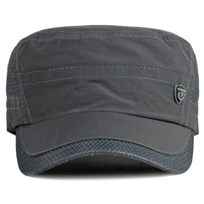 Men's Breathable Military Caps Cadet Army Caps Summer Flat Top Cap - color: B-black/Dark Grey/Light Grey