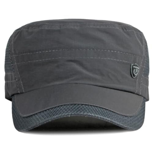 Men's Breathable Military Caps Cadet Army Caps Summer Flat Top Cap - color: B-black/Dark Grey/Navy