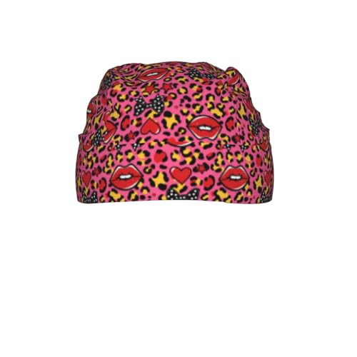 Adjustable Cycling Cap, Quick Dry Sports Bandana Skull Cap Helmet Liner - color: Sexy Leopard Print Lips