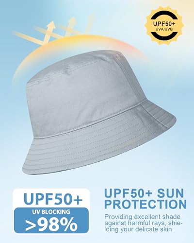 GADIEMKENSD 100% Cotton Bucket Hat - Unisex, UPF 50 Sun Protection, Lightweight, Packable - color: Grey