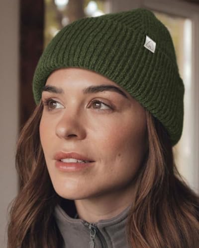 Hat Hut Wool Beanie Satin Lined Winter Hats Slouchy Beanie with Silk Lining Warm Wool Knit Ski Hat Cuffed Cap Women Men - color: Army Green