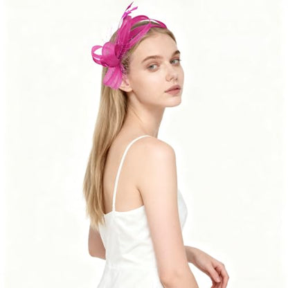 Fascinators Hats for Women, Fascinator Headband Tea Party Hat - color: Hot Pink