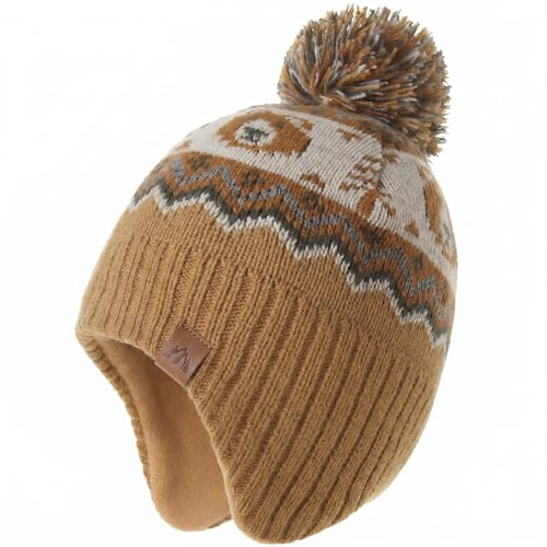 Moon Kitty Baby Boys Hats Toddler Beanies for Boys Winter Fleece Winter Hat Boys - color: Brown Bear, size: 6-12 Months