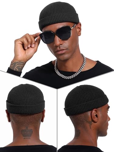 vidsel Thin Wool Fisherman Beanie Hat for Men Women Fall Winter Fashion Cap - color: 2-black, Dark Gray