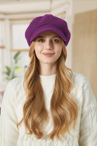 Sumolux Women Beret Newsboy Hat French Cap Classic Winter - color: Purple