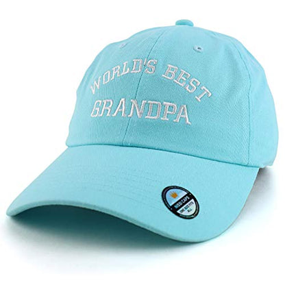 Trendy Apparel Shop World's Best Grandpa Embroidered Low Profile Soft Cotton Dad Hat Cap - color: Mint