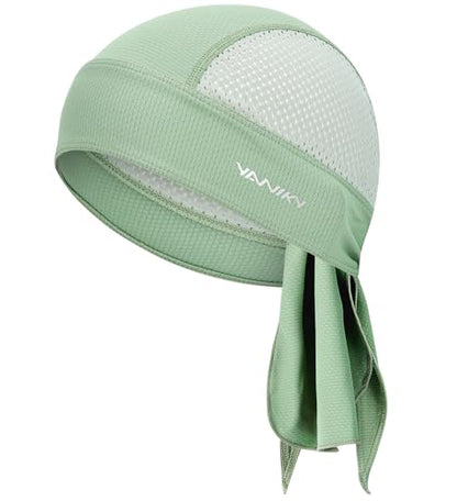 YANIKY Bandanas Skull Caps for Men, Women Skull Cap Helmet Liner Dew Rags - color: Grass Green