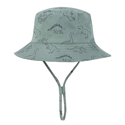Durio UPF 50+ Baby Sun Hat Wide Brim Toddler Bucket Hats for Boys 0-8 Years - color: B Seaweed Blue Dinosaur, size: 0-3 Months