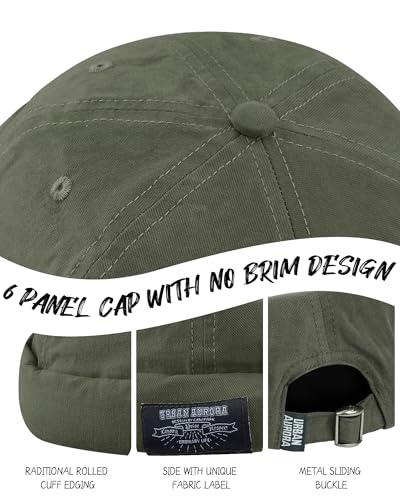 Croogo Cotton Brimless Hat for Men Rolled Cuff Docker Cap Casual Worker Hat - color: Gd30-beige