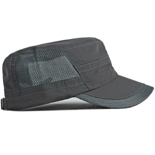 Men's Breathable Military Caps Cadet Army Caps Summer Flat Top Cap - color: B-black/Dark Grey/Light Grey