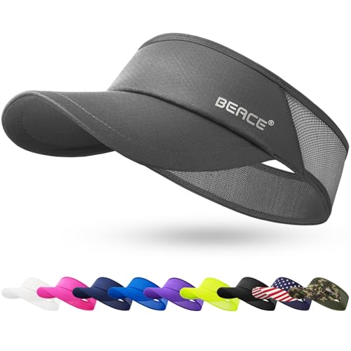 BEACE Sun Visor Hat Women Men-Sports Lightweight Wicking Stretchy Sunvisor Cap for Golf Tennis Running Pickleball Beach - color: Gary