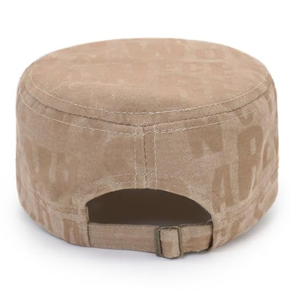 Cadet Hat Flat Top Hats Army Military Caps for Men Women - color: Beige C
