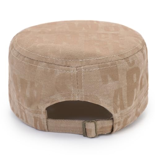 Cadet Hat Flat Top Hats Army Military Caps for Men Women - color: Beige C