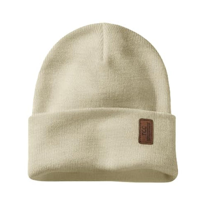 Beanie for Men Women | Cuffed Thick Soft Knitted Unisex Winter Hat Beanies Skull Cap - color: A09- Beige