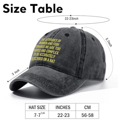 Fishing Adjustable Cotton Baseball Cap, Funny Trucker Hat Gift for Men Women Grandpa Dad Fishing Lover Fisherman - color: M