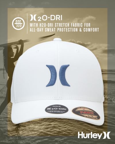 Hurley Men's Caps - One & Only Flexfit Baseball Cap - Fitted Hats for Men (S-XL) - color: Summit White, size: Small-Medium