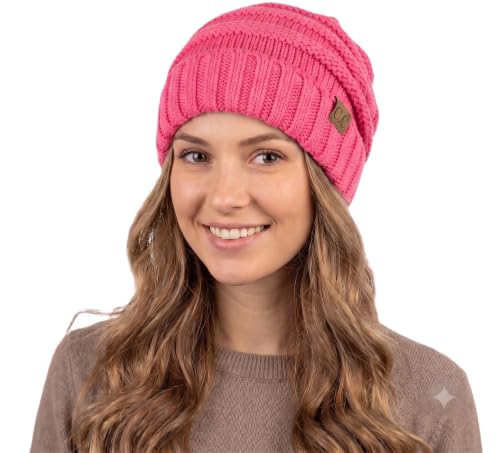 NYFASHION101 Slouch Wrinkled Beanie Cap Slouchy Skull Hat - color: Candy Pink