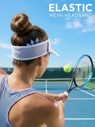 Sun Visor Hat for Women & Men UV Protection Lightweight Sports - color: Wh