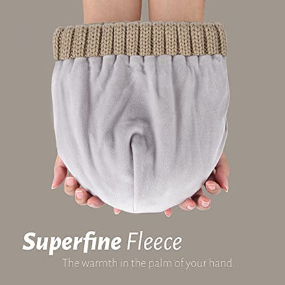 Fleece Lined Beanie Cable Knit Chunky Beanies Womens Snow Cap - color: Khaki