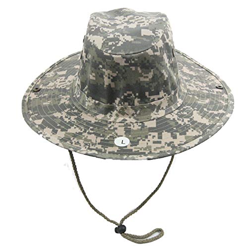 Bucket Sun Flap Hat Cap Fishing Hiking Army Military Snap Brim Neck Cover - color: Digital Olive Camo, size: Small