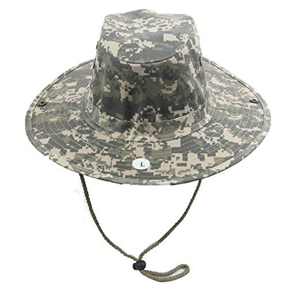 Bucket Sun Flap Hat Cap Fishing Hiking Army Military Snap Brim Neck Cover - color: Digital Olive Camo, size: Small