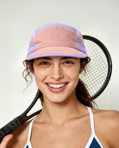 Croogo Short Brim 5 Panel Baseball Cap Mesh Quick Drying Sports Hat for Men - color: Lavender