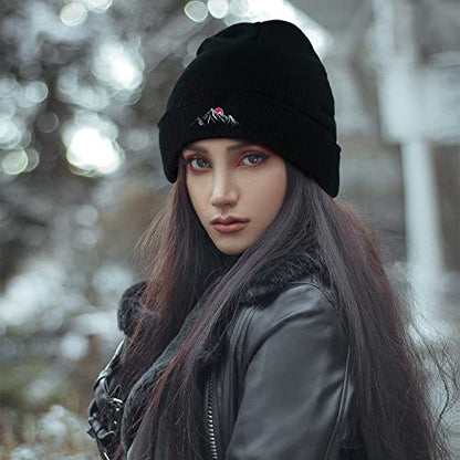 Cool Graphic Beanie for Men and Women - Black - color: Mountain