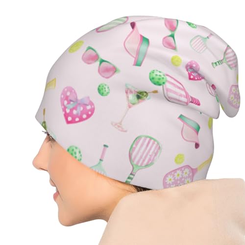 Slouchy Beanie Hat Skull Cap Chemo Headwear Baggy Hats for Men Women Running Cycling - color: Pickleball