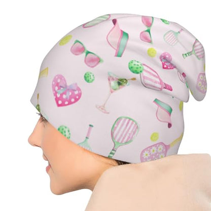 Slouchy Beanie Hat Skull Cap Chemo Headwear Baggy Hats for Men Women Running Cycling - color: Pickleball