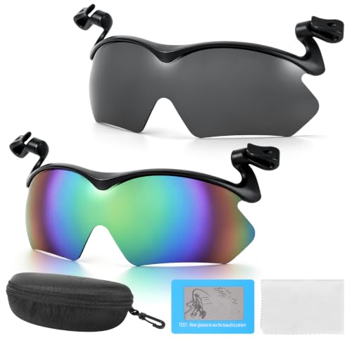 DEECOZY Outdoor Polarized Sunglasses, Clip Cap Sports Sunglasses,UV400 Sunglasses for Mens Womens Fishing Cycling Hiking - color: Green+grey